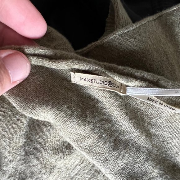 Max Studio Olive Green Light Weight Off Shoulder Sweater - Picture 2 of 3